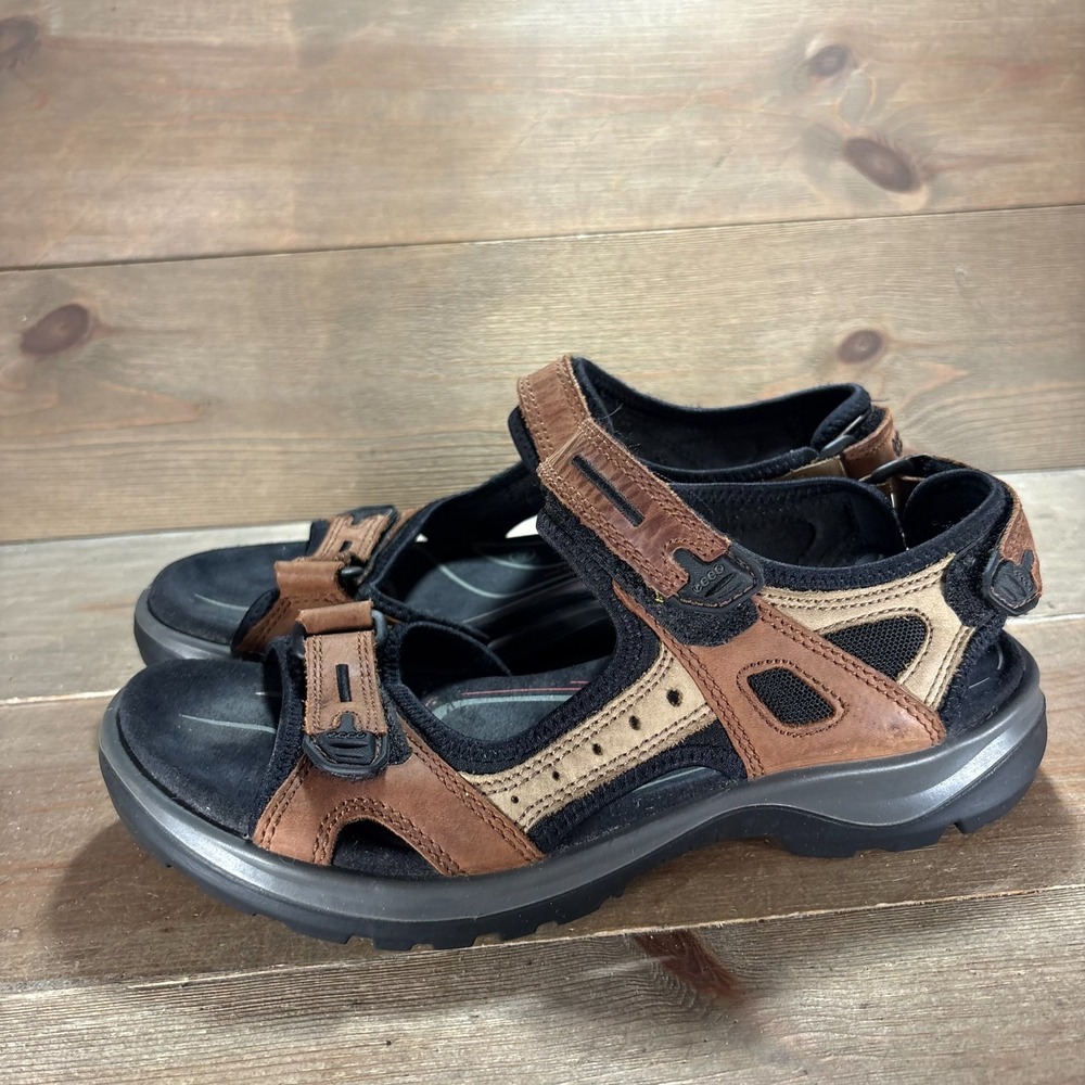ECCO Yucatan womens size 40 shoes Brown Leather Strap Adjustable sport sandals